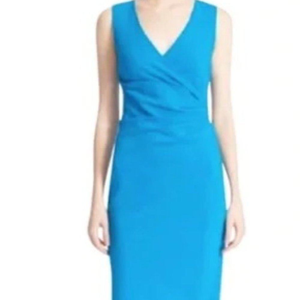 Diane Von Furstenberg DVF Atlantis Blue Layne Ruched Knit Sheath Dress